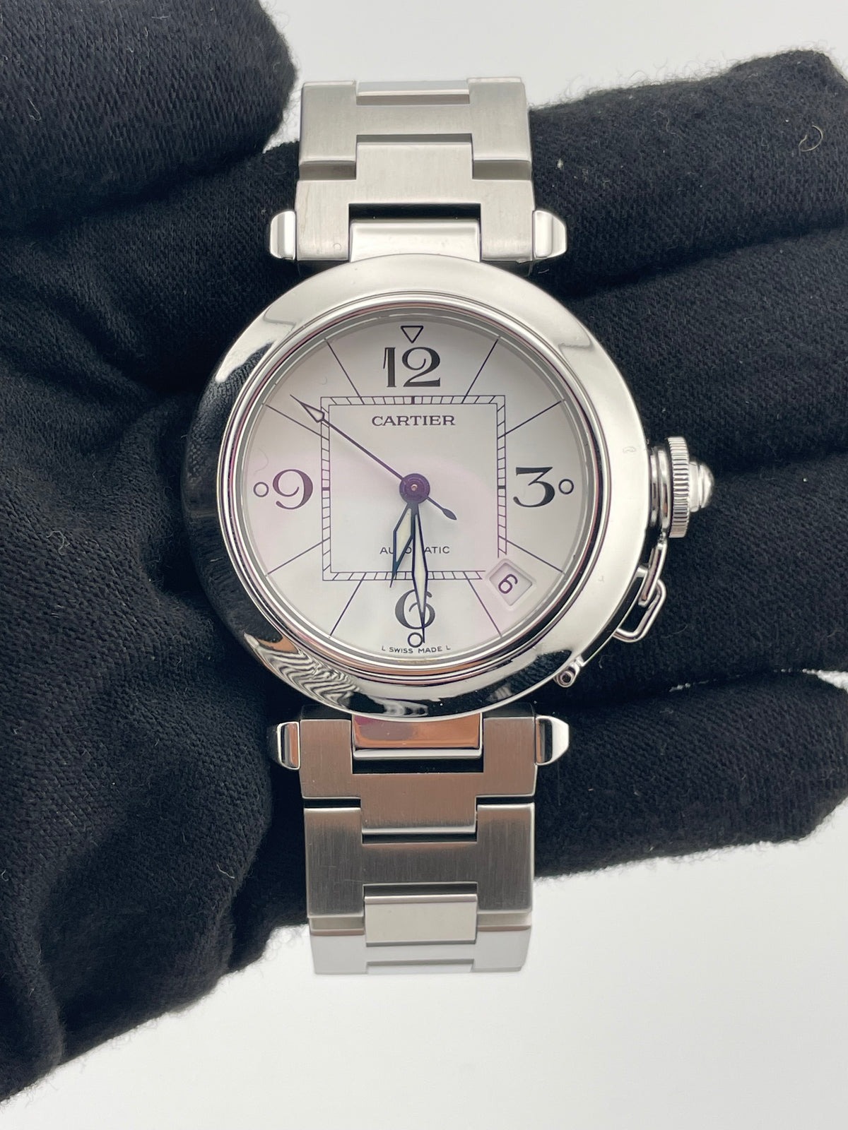 Cartier Pasha C White Dial on Stainless Steel Bracelet Ref. W31074M7 — view 2