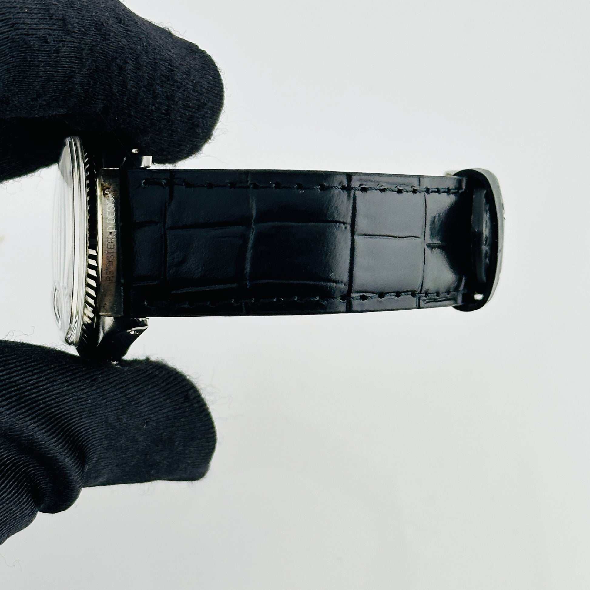 Rolex Datejust Silver Stick Dial on Generic Leather Band Ref. 1601 1970 — view 4