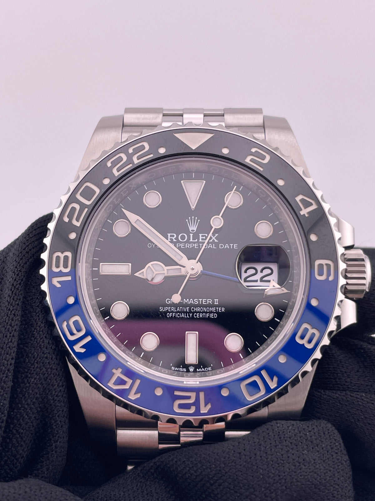 Rolex GMT-Master II Batgirl Black Dial on Jubilee Ref. 126710BLNR Card 2022 — view 3