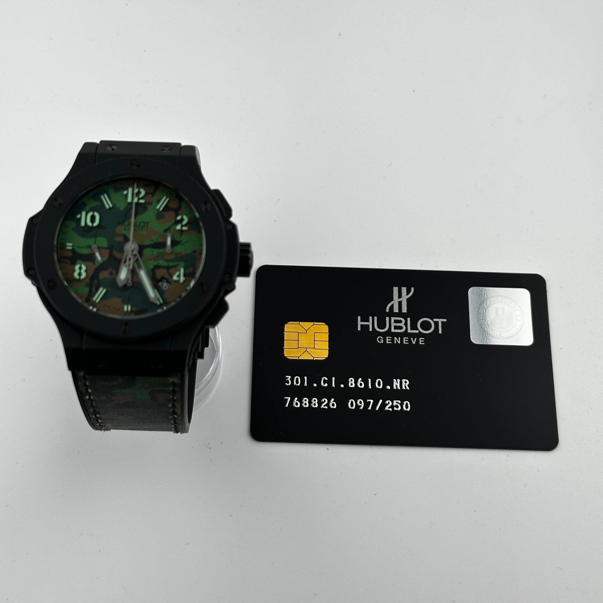 Hublot Big Bang Commando Jungle B/P Green Camouflage Dial on Leather & Rubber Ref. 301.C1.8610.NR Card 2012 — view 5