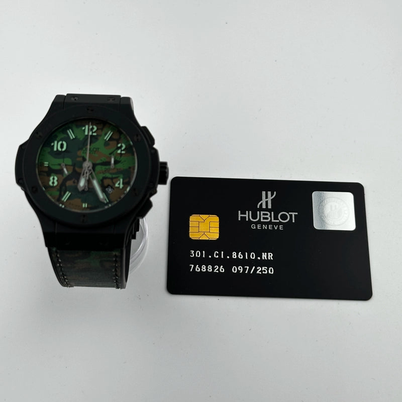 Hublot Big Bang Commando Jungle B/P Green Camouflage Dial on Leather & Rubber Ref 301.C1.8610.NR with Card 2012