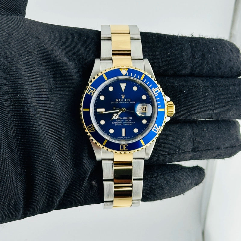 Rolex Submariner Blue Dial on Oyster Ref 16613 with Card Old Green 2007