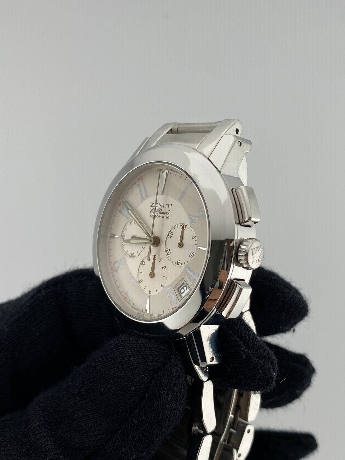 Zenith Port Royal V El Primero Chronograph White Dial on Stainless Steel Bracelet Ref. 02.0450.400 Complete 2003 — view 3