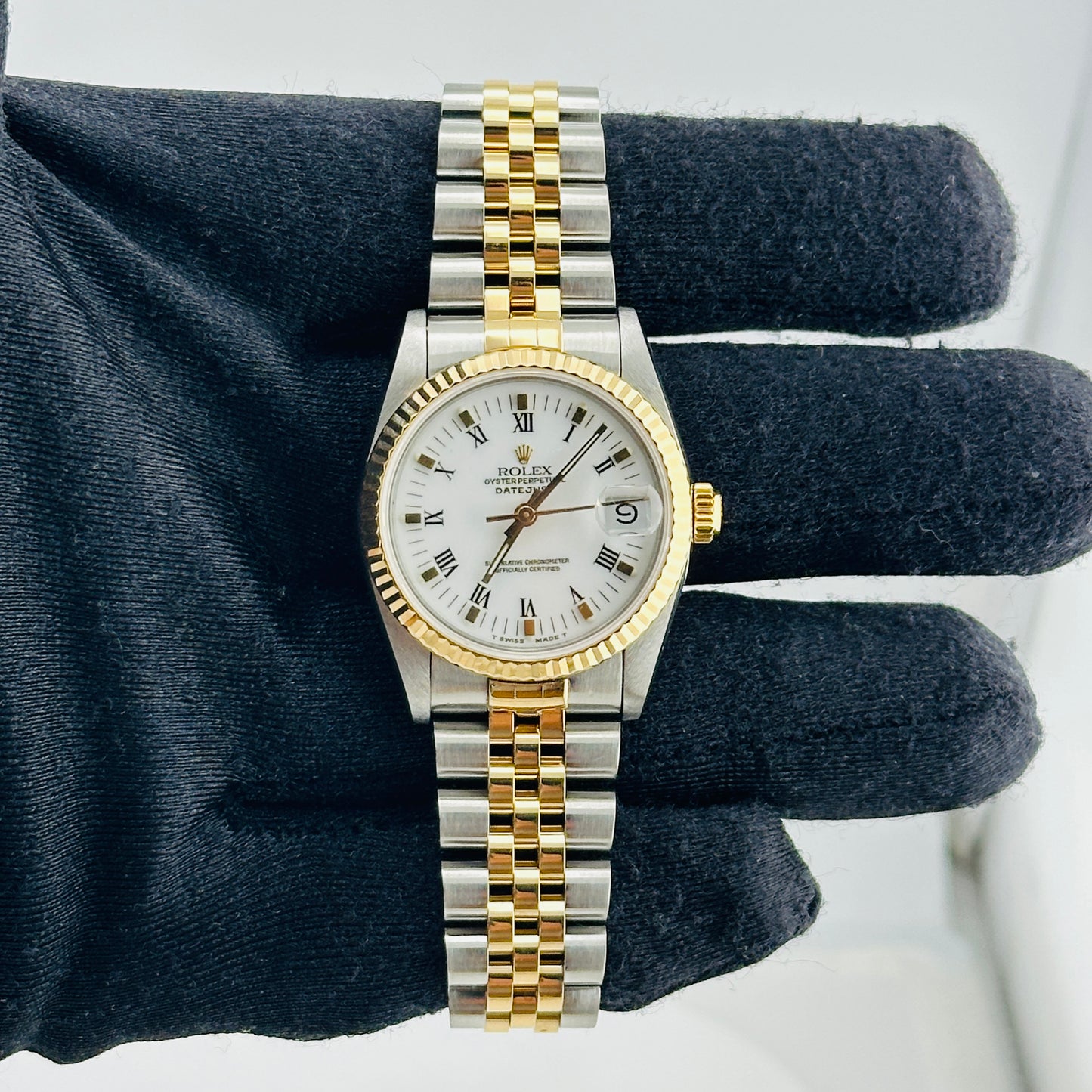 Rolex Datejust White Roman Dial on D Link Jubilee Bracelet Ref. 68273 Papers 1995 — view 2
