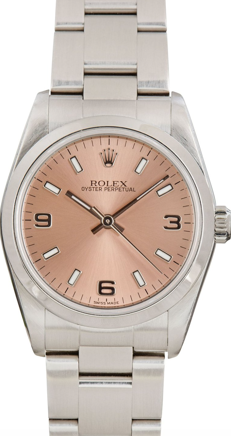 Rolex Oyster Perpetual Salmon Pink Dial on Oyster Steel Bracelet Ref. 77080 1999