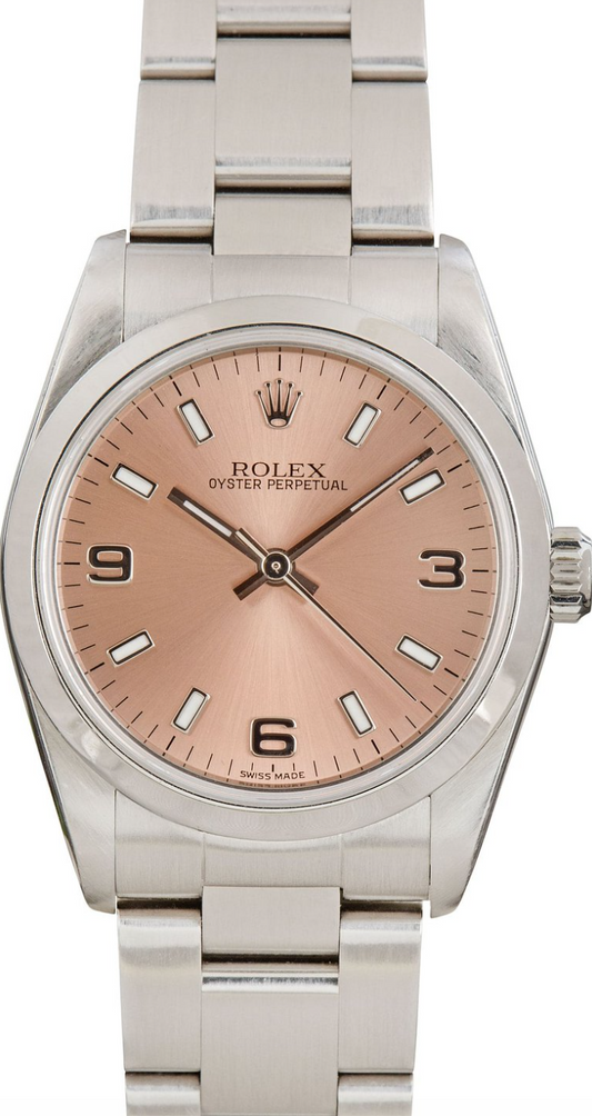 Rolex Oyster Perpetual Salmon Pink Dial on Oyster Steel Bracelet Ref. 77080 1999