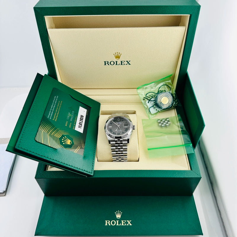 Rolex Datejust 36 Slate Roman Dial on Jubilee Ref 126234 with New Style Card Green 2026