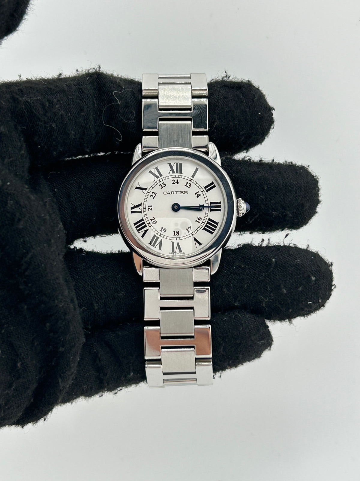 Cartier Ronde Solo White Roman Numerals Dial on Stainless Steel Bracelet Ref. W6701004 Papers 2014 — view 2