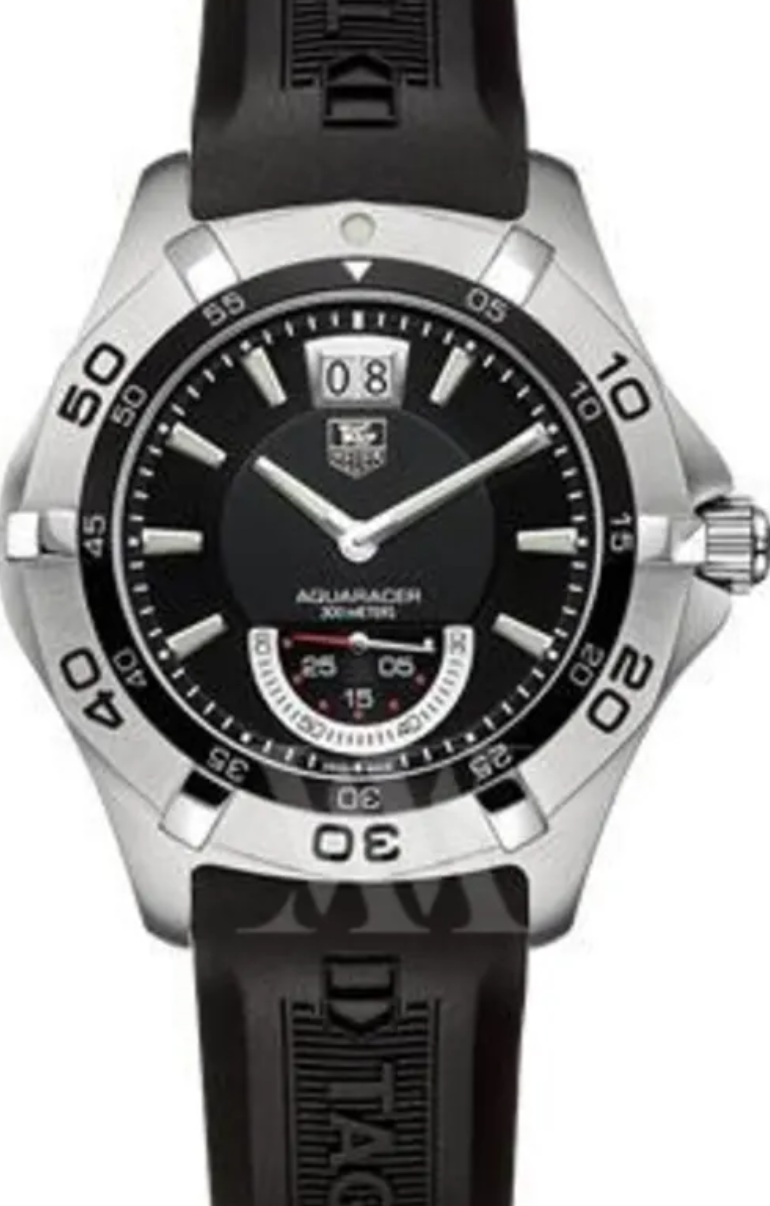 Tag Heuer Aquaracer Grande Date Black Dial on Stainless Steel Bracelet Ref. WAF1010