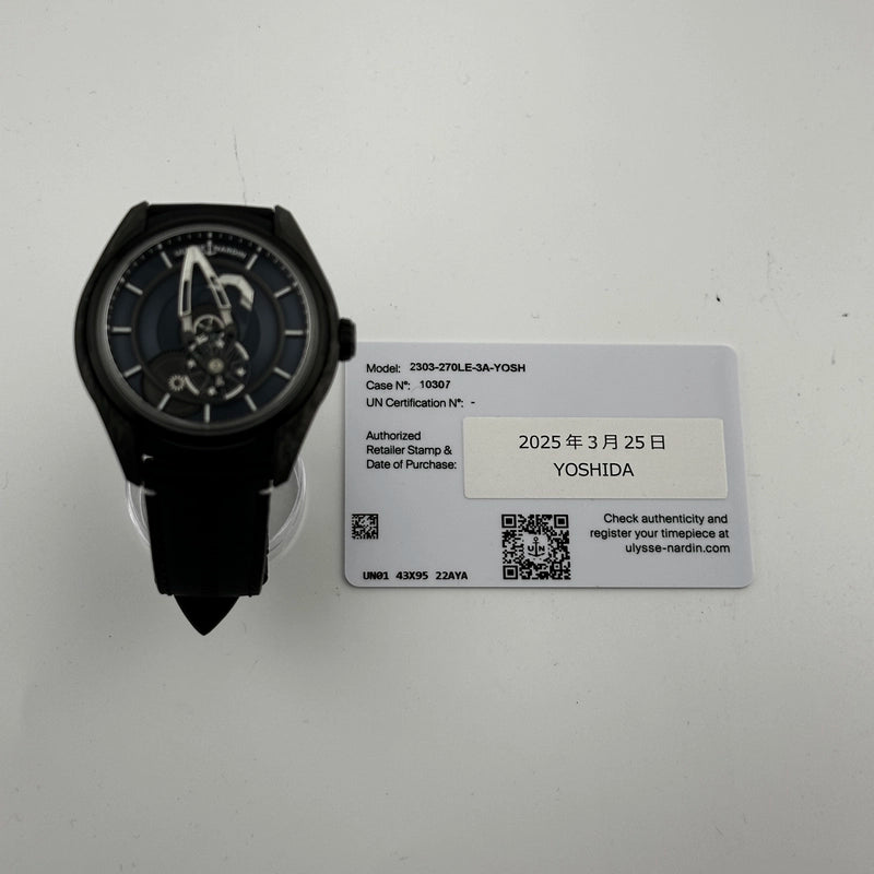 Ulysse Nardin Freak X Yoshida LE Blue Dial on Rubber With Leather Ref 2303-270LE-3A-YOSH with Card 2025
