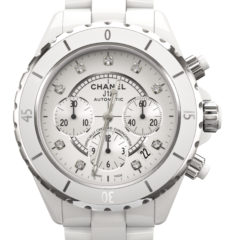 Chanel J12 Chronograph White Dial on Ceramic And Steel Bracelet Ref. H2009