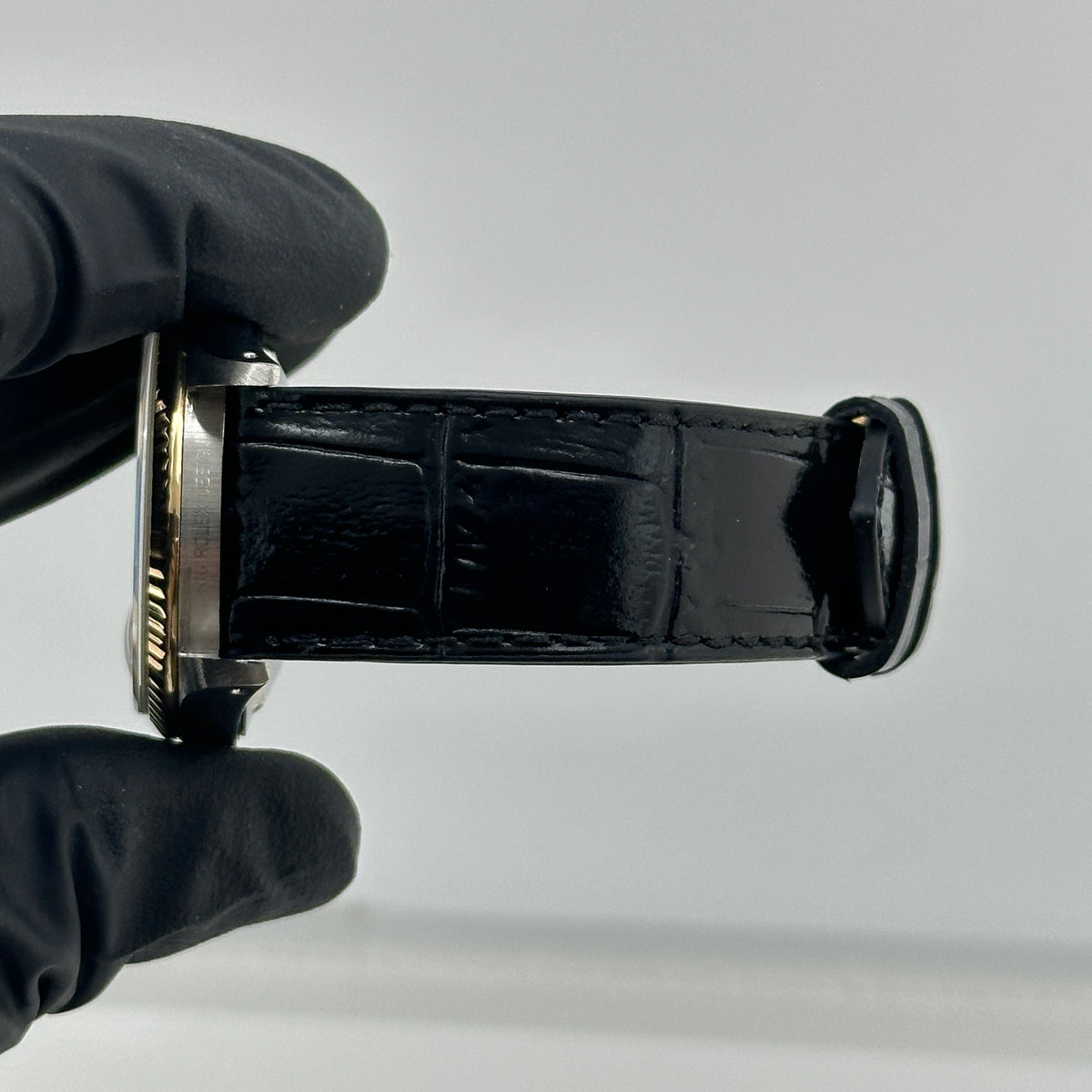 Rolex Datejust Champagne Diamond Factory Dial on Generic Black Leather Band Ref. 16233 1991 — view 5