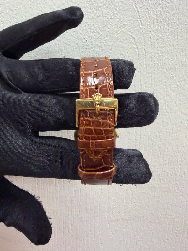 Rolex Cellini Gold Dial on Leather Ref 5116/8 with Papers 2004