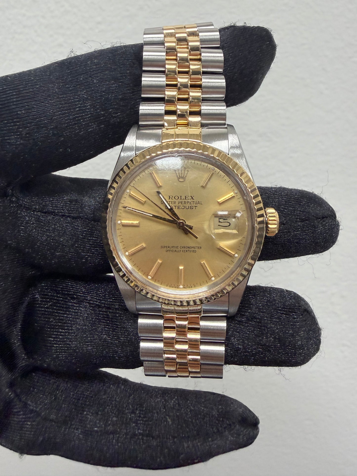 Rolex Datejust Champagne Stick Dial on D Link Jubilee Ref. 16013 1987 — view 2