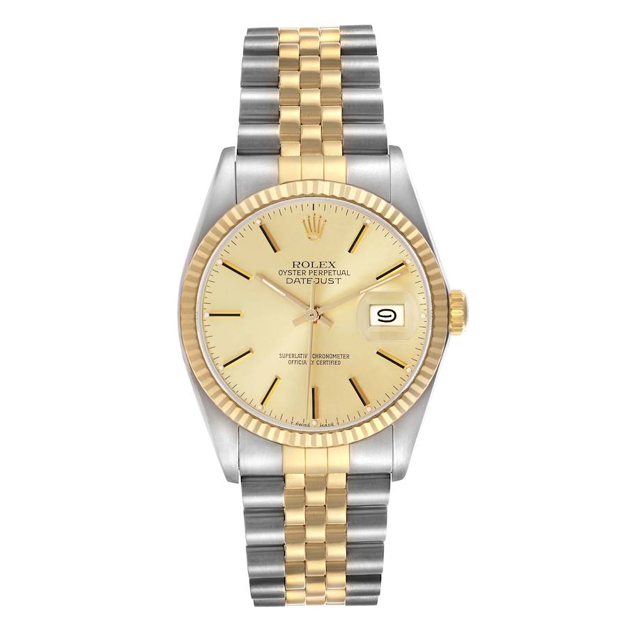 Rolex Datejust Champagne Stick Dial on D Link Jubilee Bracelet Ref. 16013 1987