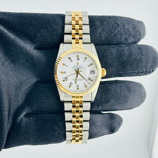 Rolex Datejust White Roman Dial on D Link Jubilee Bracelet Ref. 68273 1988 — view 2