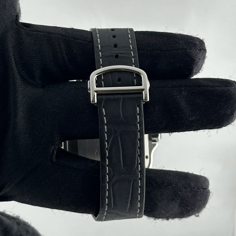 Cartier Santos Chrono Silver Dial on Leather Ref 4183