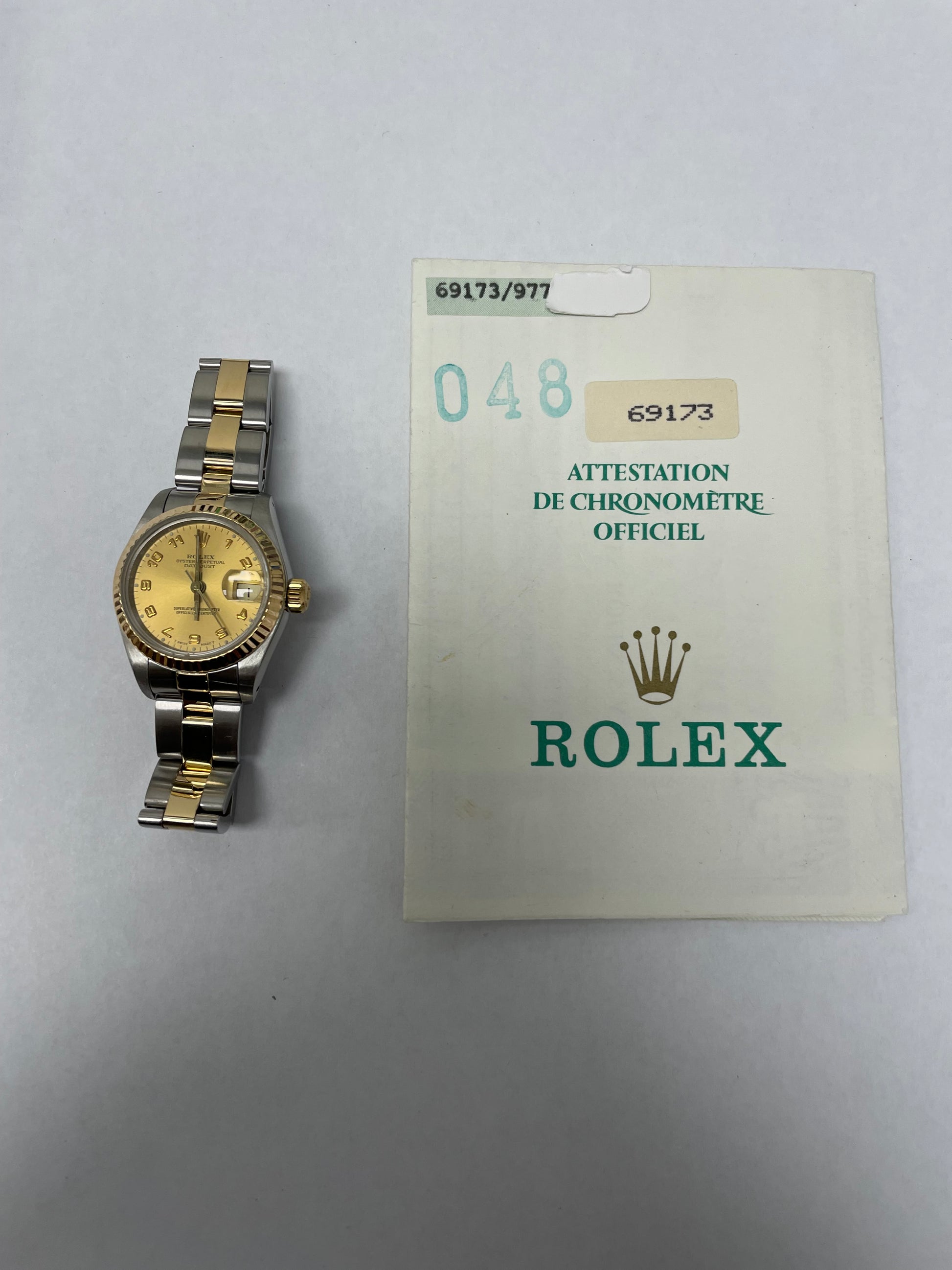 Rolex Datejust Gold Arabic Dial on Oyster Ref. 69173 Papers 1987 — view 4