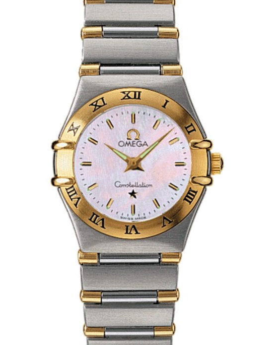 Omega Constellation White Mop Dial on 2 Tone Gold Plated Stainless Steel Bracelet Ref. 1362.70 Card 1998