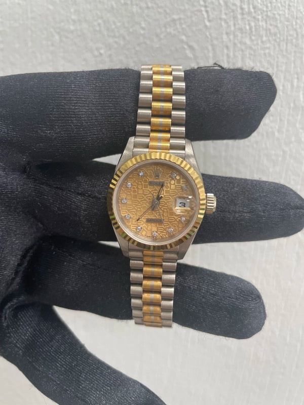 Rolex Datejust Gold Diamond Dial on President Ref 69179 with Papers 1994
