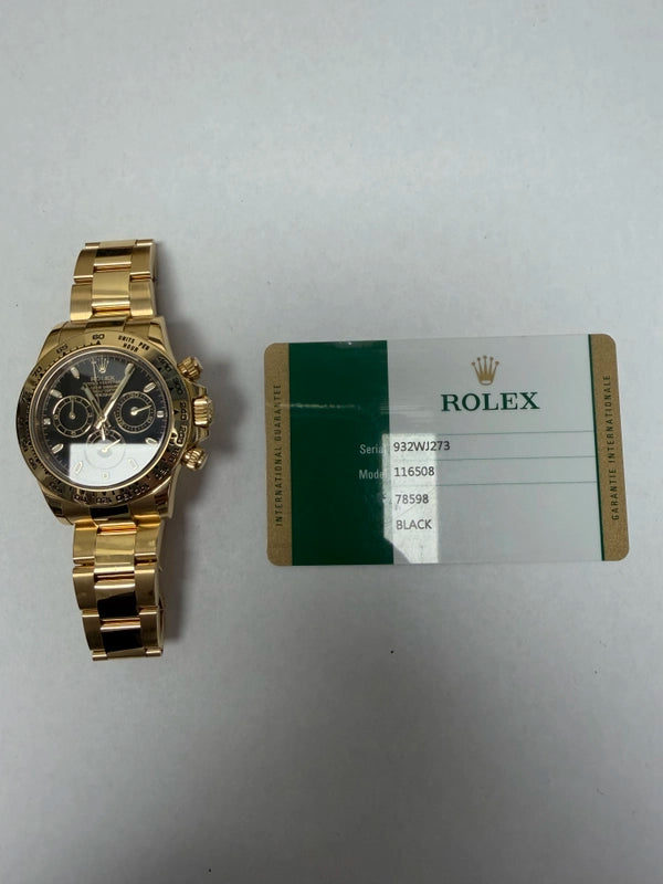 Rolex Daytona Black Index Dial on Oyster Ref 116508 with New Style Card White 2016
