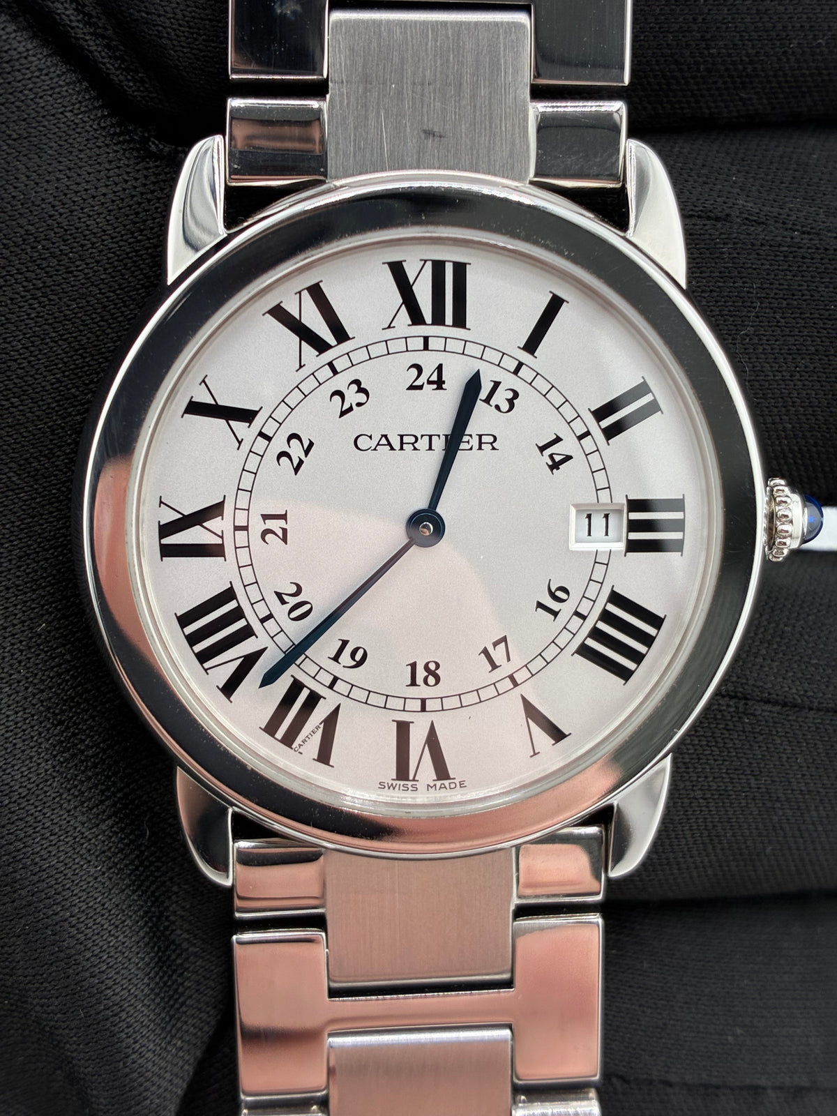 Cartier Ronde Solo Silver Roman Numerals Dial on Stainless Steel Bracelet Ref. W6701005 Papers 2024 — view 2