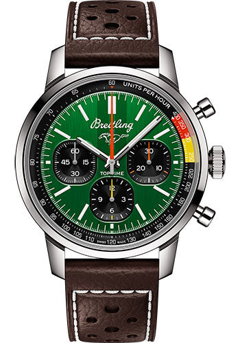Breitling Top Time Green Dial on Leather Strap Ref. AB01762A1L1X1 Card 2025