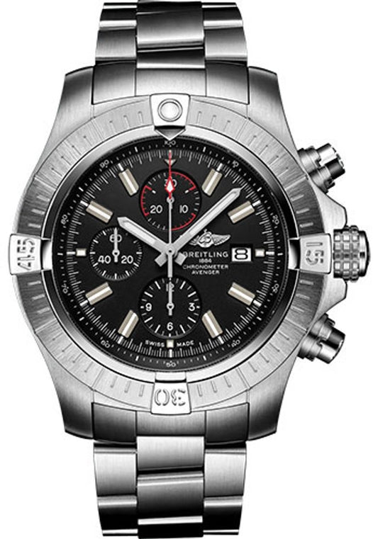 Breitling Super Avenger Chronograph B&P Black Dial on Bracelet Ref A13375101B1A1 with Card 2023