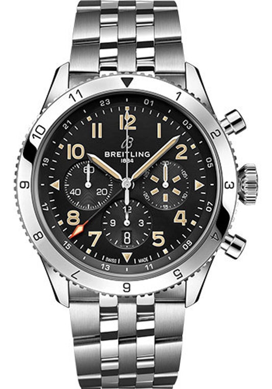 Breitling Super AVI B04 Chronograph GMT Black Dial on Bracelet Ref AB04453A1B1A1 with Card 2026