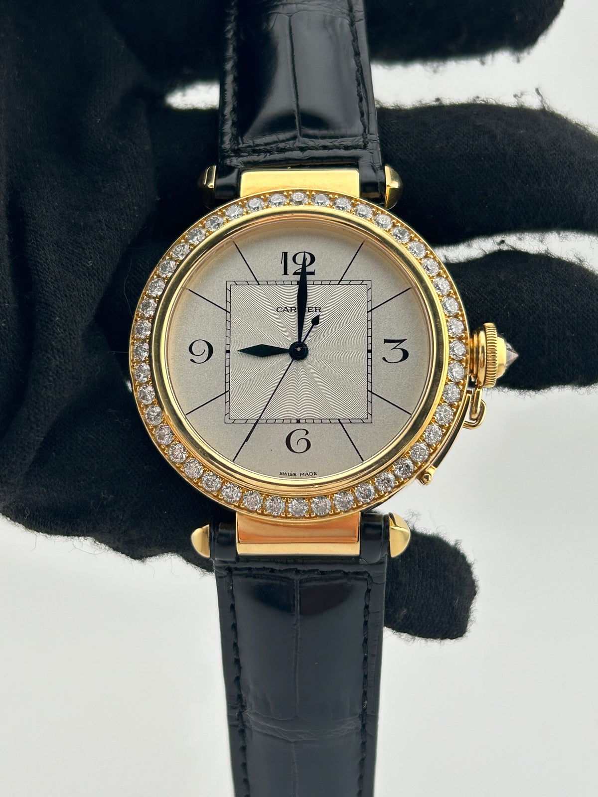 Cartier Pasha de Cartier Silver Dial on Black Leather Strap Ref. WJ120351 — view 2