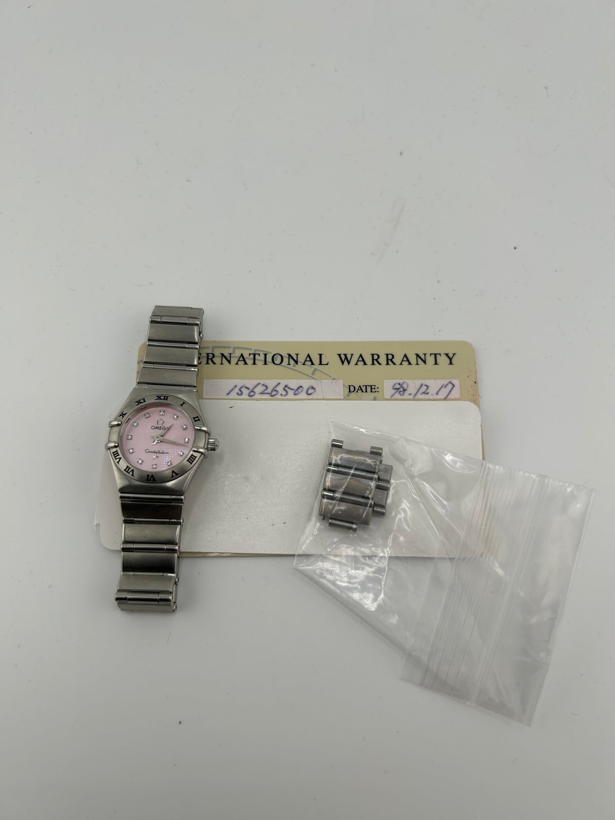 Omega Constellation Mini Pink Mop Dial on Stainless Steel Bracelet Ref. 1562.65.00 Card 1998 — view 7