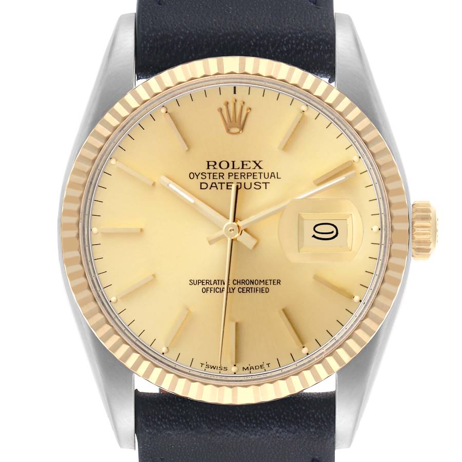 Rolex Datejust Champagne Stick Dial on Generic Leather Band Ref. 16013 1978