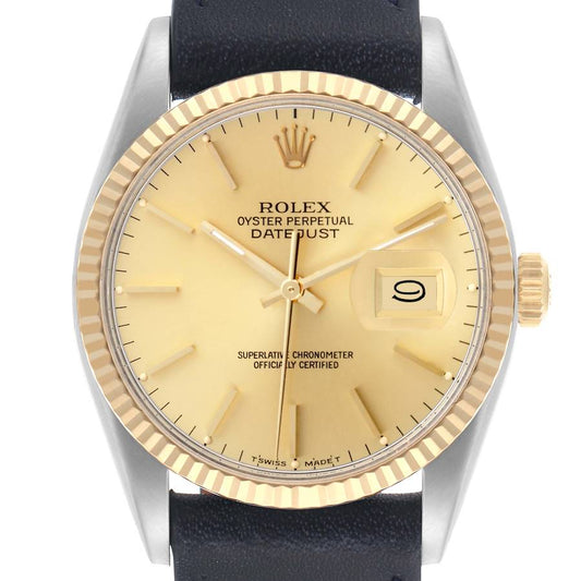 Rolex Datejust Champagne Stick Dial on Generic Leather Band Ref. 16013 1978