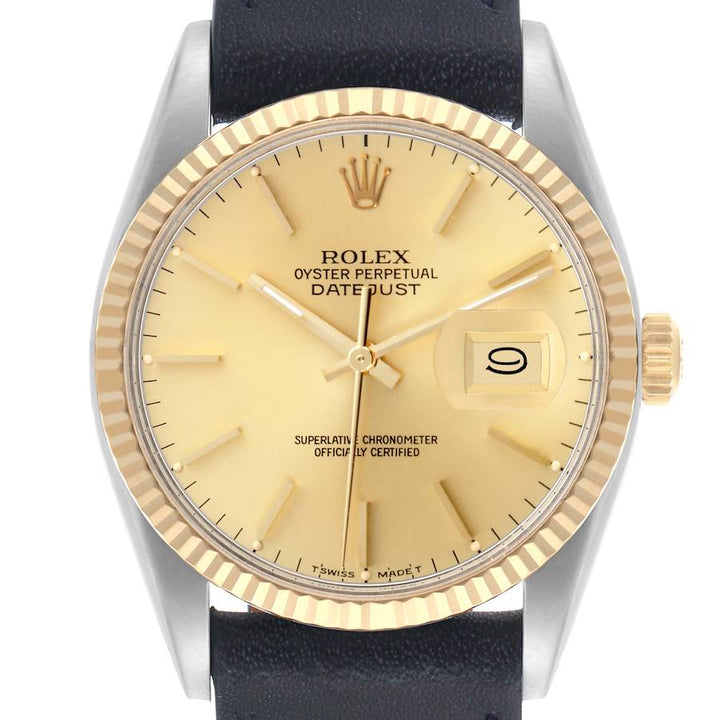 Rolex Datejust Champagne Stick Dial on Generic Leather Band Ref. 16013 1978