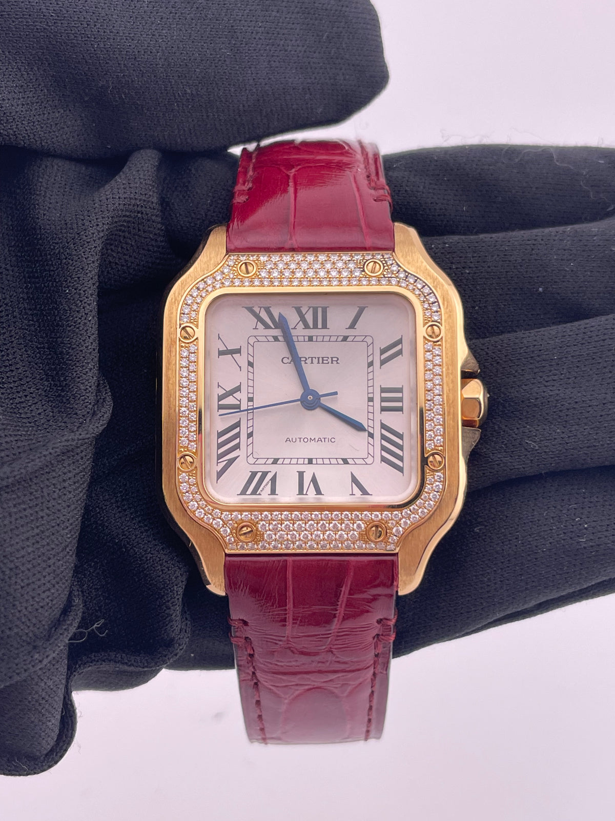 Cartier Santos de Cartier Silver Dial on Leather Strap Ref. WJSA0008 Card 2021