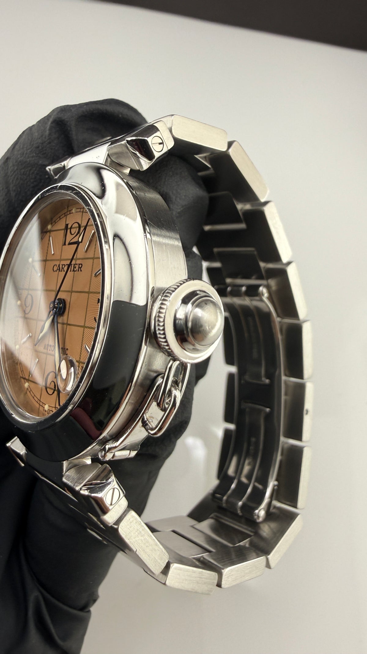 Cartier Pasha C Salmon Arabic Dial on Stainless Steel Bracelet Ref. 2324 / W31015M7 — view 3