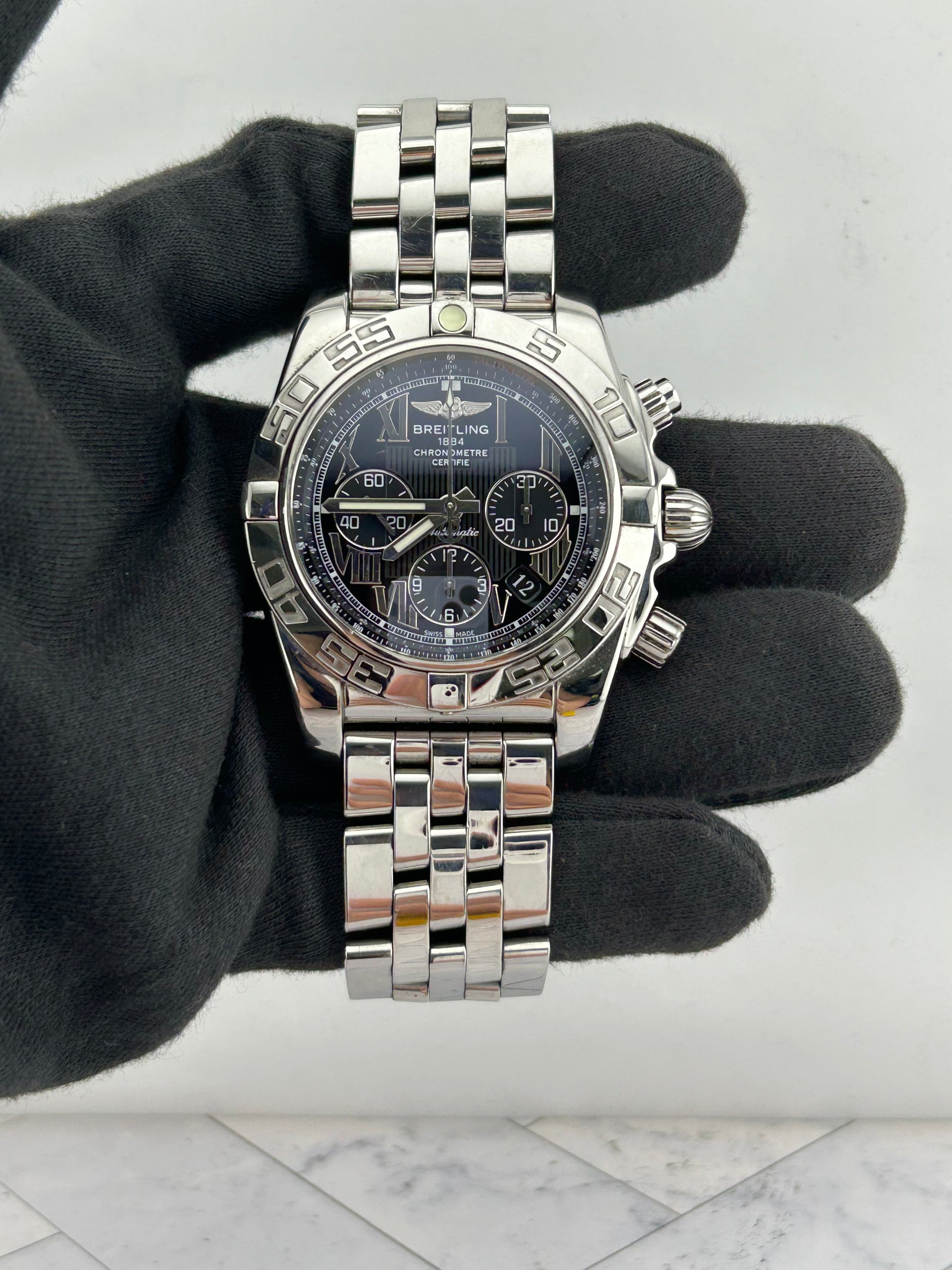 Breitling Chronomat Black Dial on Stainless Steel Bracelet Ref. A011B56PA Papers 2012