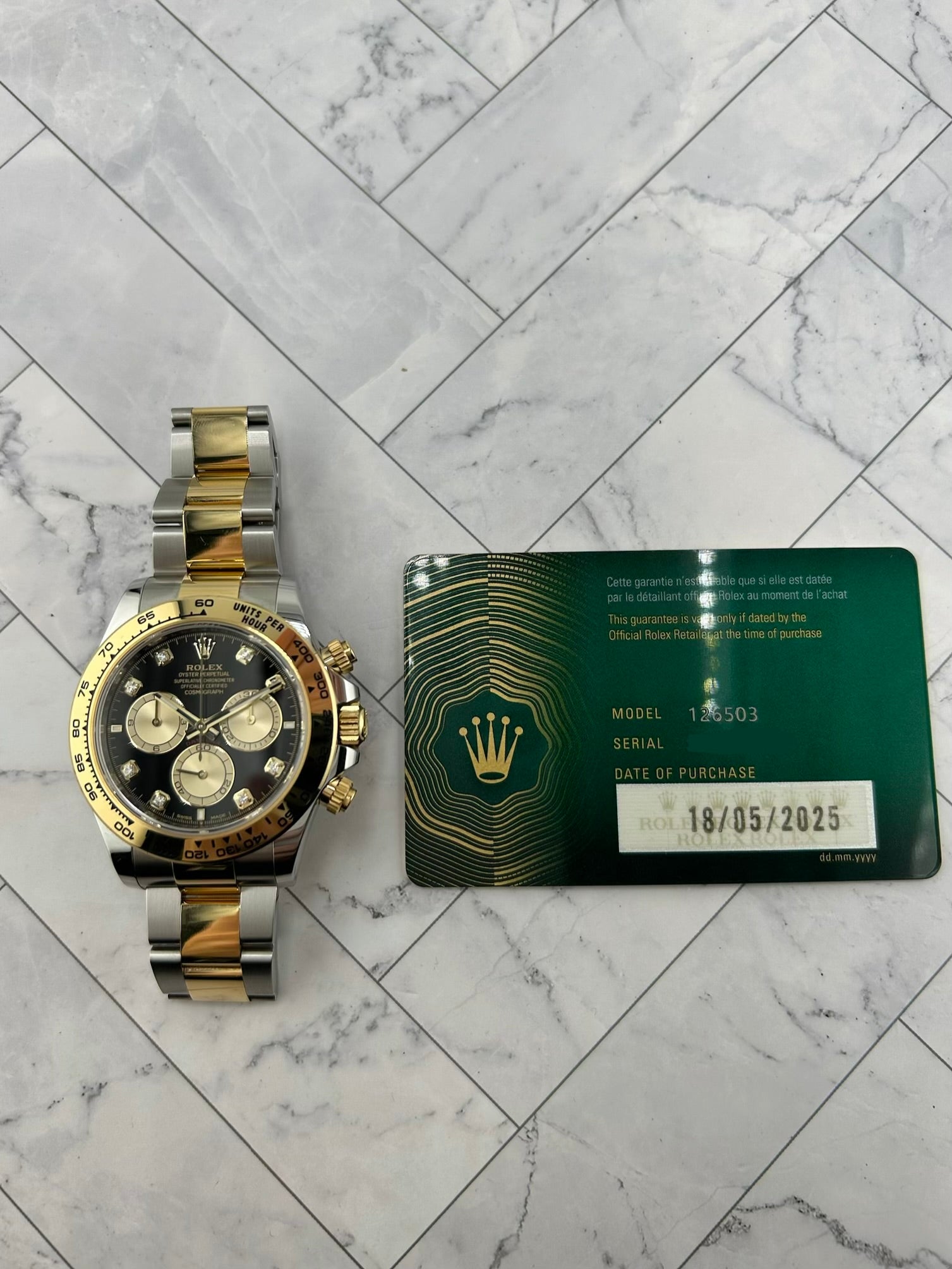 Rolex Daytona Black And Golden Diamond Dial on Oyster Ref. 126503 Card 2025 — view 7