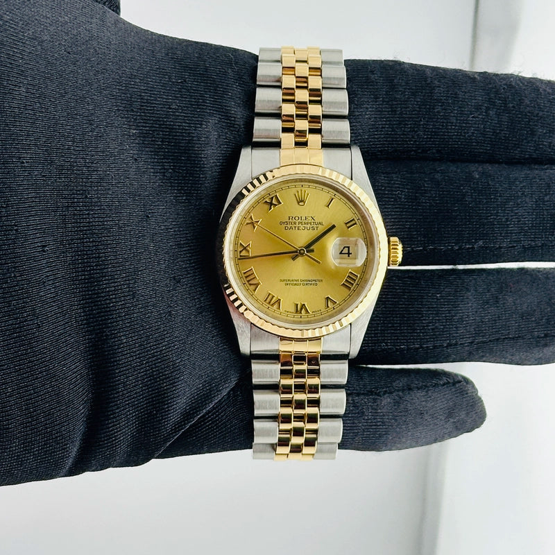 Rolex Datejust Champagne Roman Dial on D Link Jubilee Ref 16233