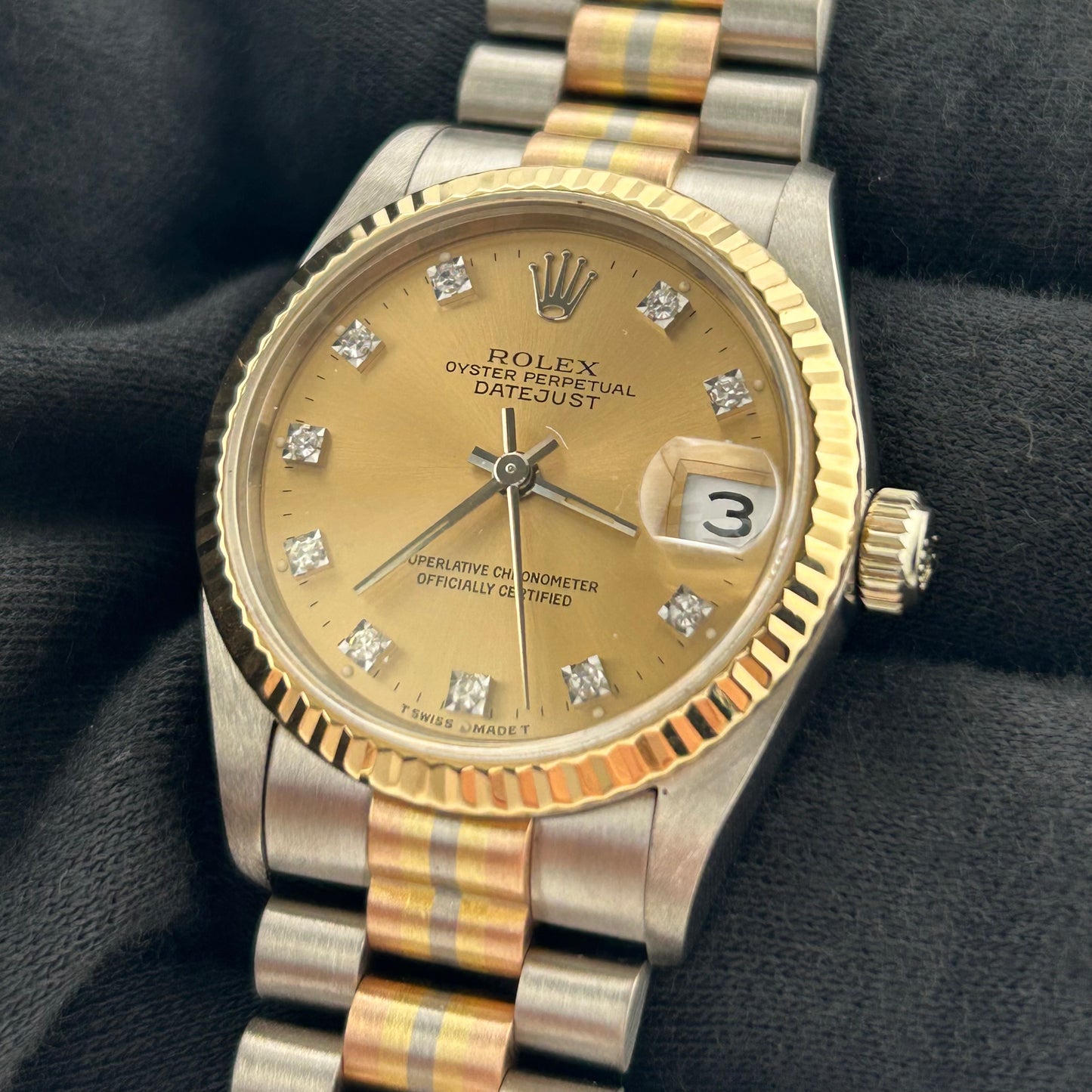 Rolex Datejust President Champagne Diamond Dial on Jubilee Ref. 68279 Papers 1993 — view 2