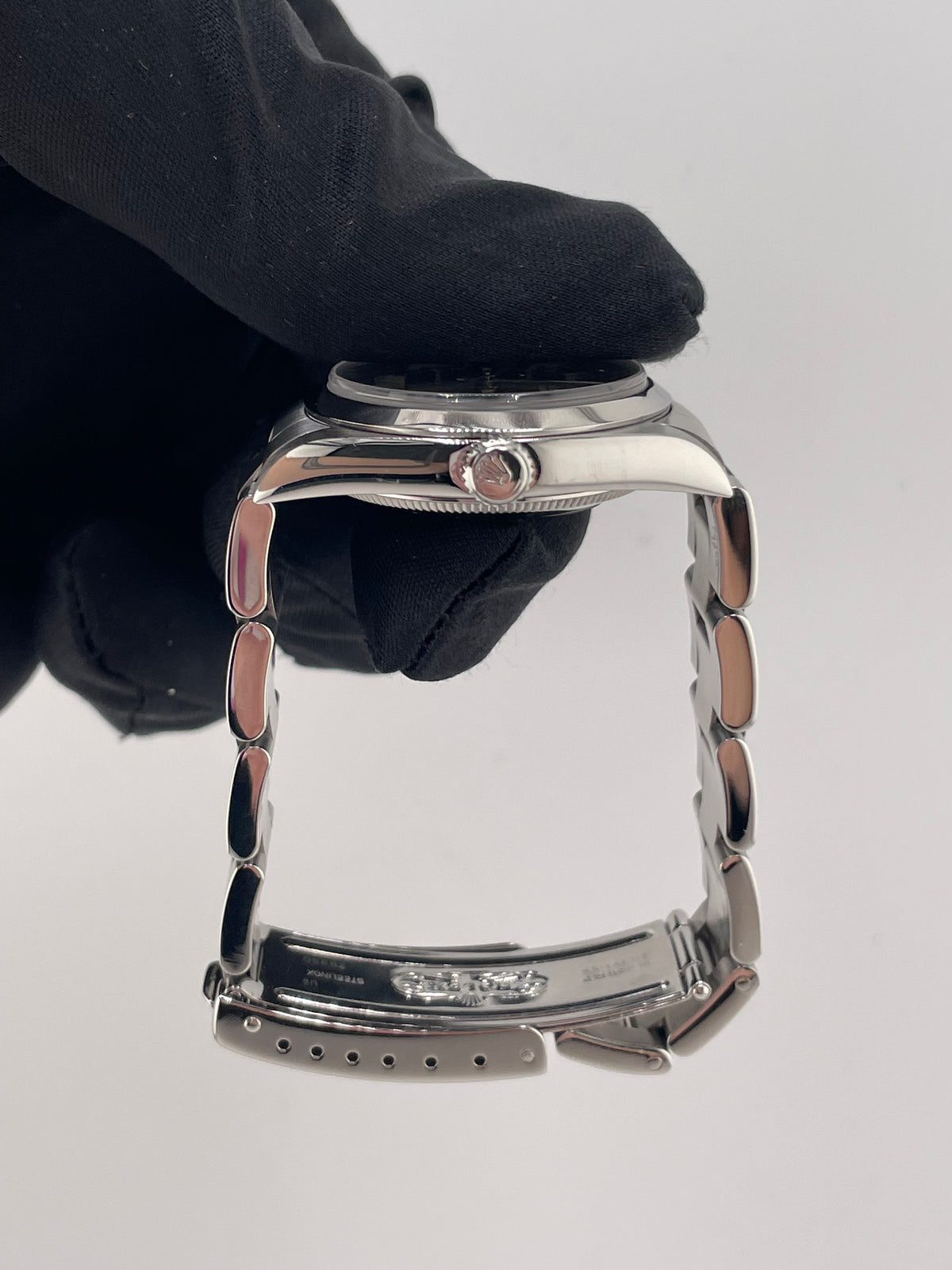 Rolex Oyster Perpetual Black Stick Dial on Oyster Steel Bracelet Ref. 77080 1999 — view 6