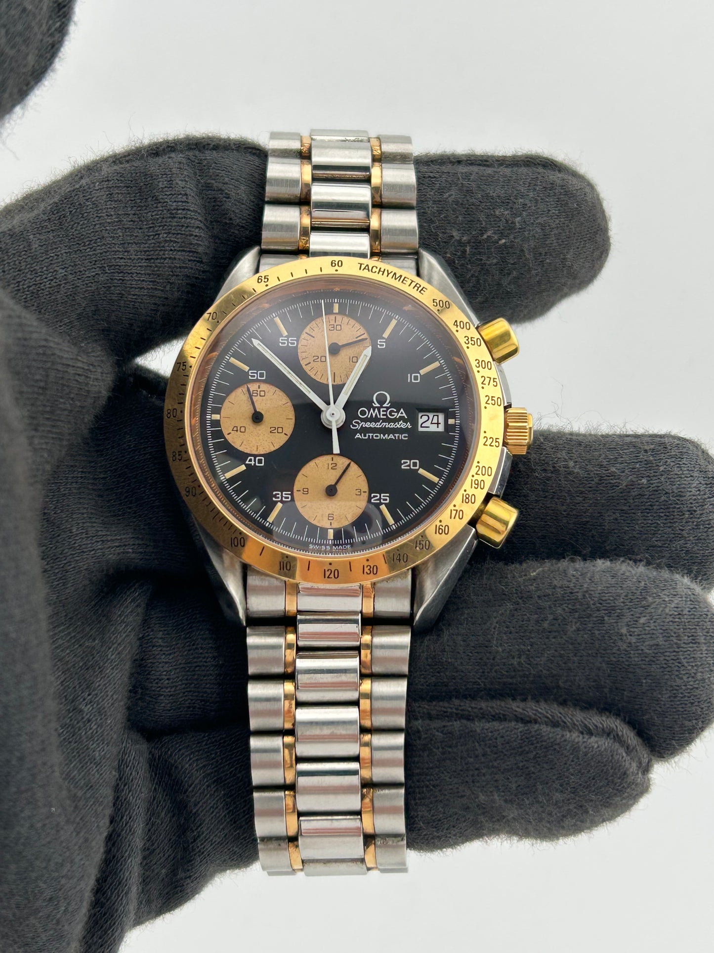 Omega Speedmaster Black Dial on 2 Tone Rose Gold & Stainless Steel Bracelet Ref. 3316.50 — view 2