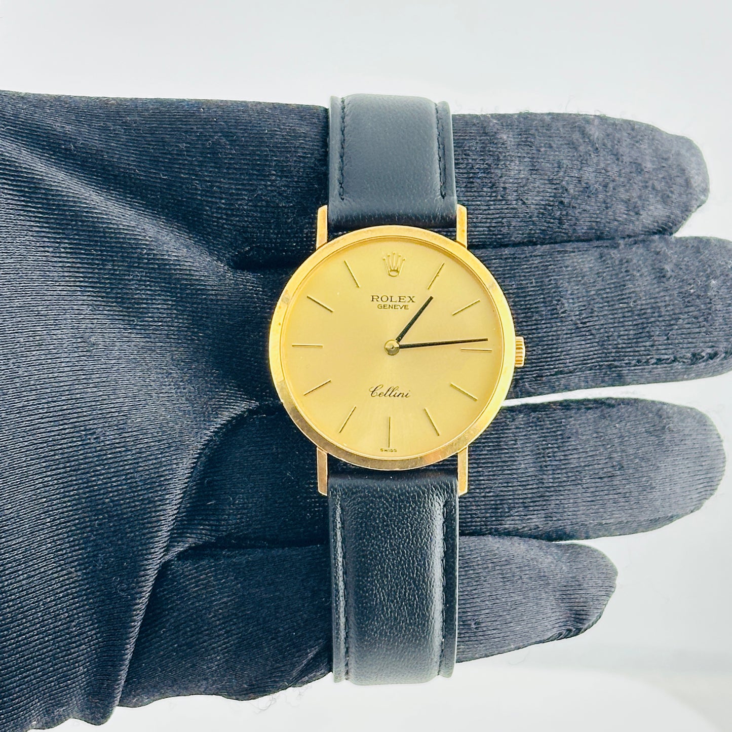 Rolex Cellini Champagne Stick Dial on Generic Leather Band Ref. 4112/8 1976