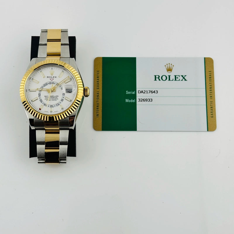 Rolex SkyDweller White Dial on Oyster Ref 326933 with New Style Card White 2018