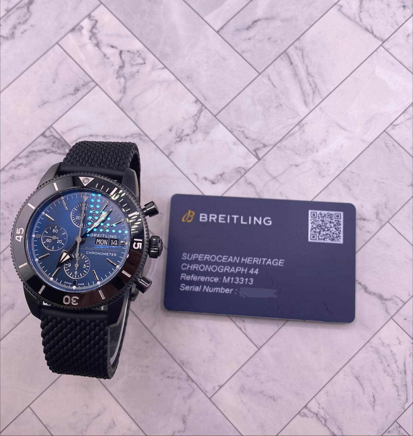 Breitling Superocean H√©ritage II Chronograph Blue Dial on Bracelet Ref. M13313101C1S1 Card 2026 — view 7
