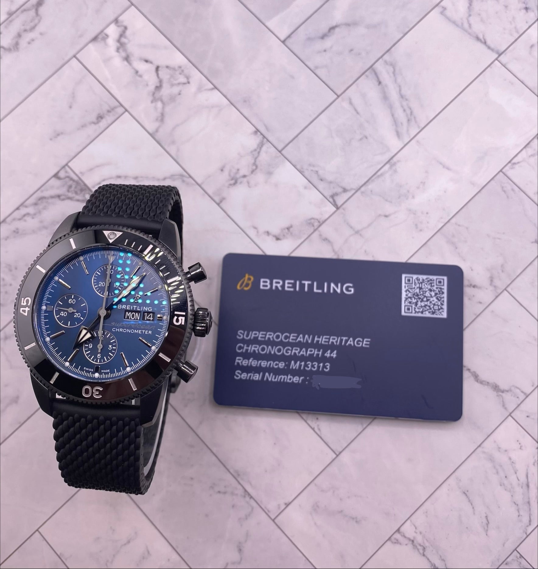 Breitling Superocean H√©ritage II Chronograph Blue Dial on Bracelet Ref. M13313101C1S1 Card 2026 — view 7