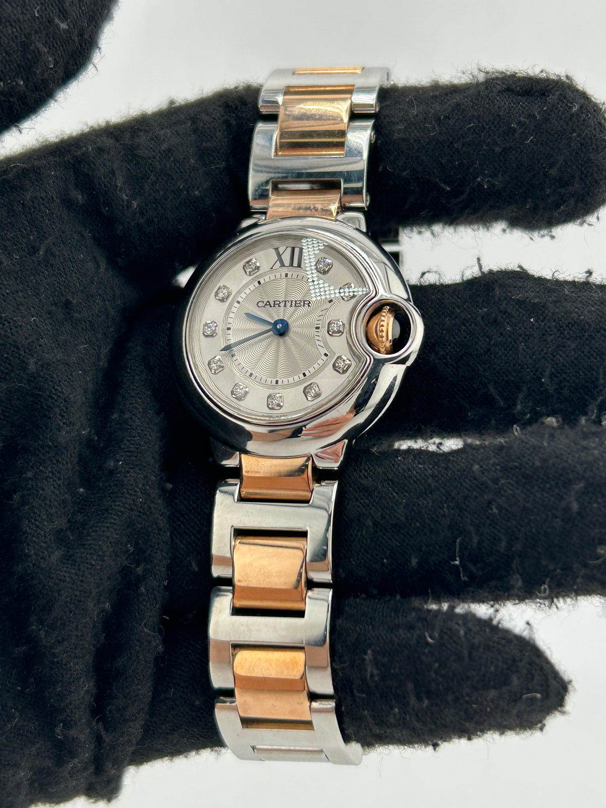 Cartier Ballon Bleu Silver Diamond Dial on 2 Tone Bracelet Ref. WE902030 Card 2016 — view 3
