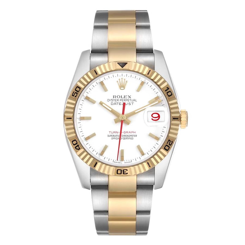 Rolex Datejust Turn-o-Graph White Dial on Oyster Ref 116263 with Papers 2004