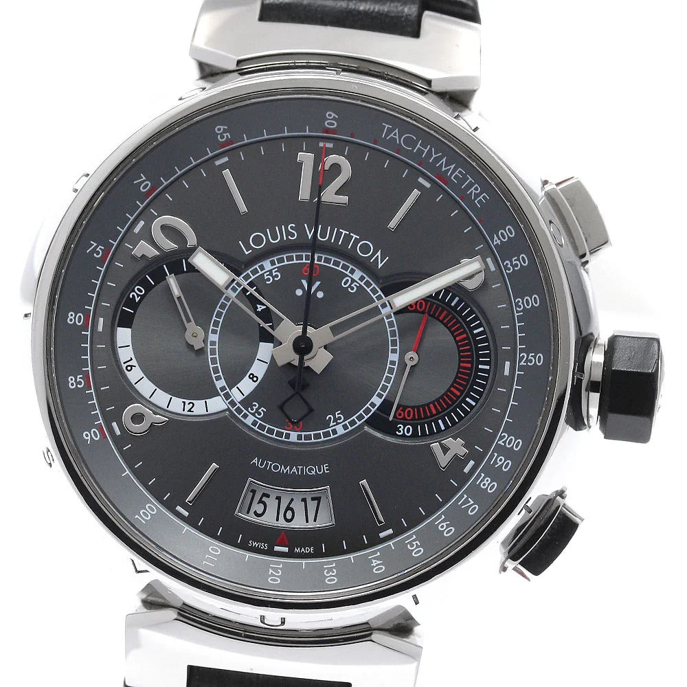 Louis Vuitton Tambour Voyage Slate Grey Dial on Leather Strap Ref. Q102N Papers 2011