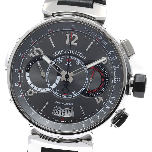Louis Vuitton Tambour Voyage Slate Grey Dial on Leather Strap Ref. Q102N Papers 2011